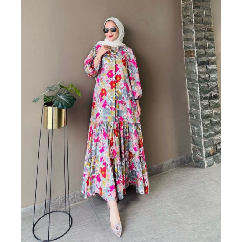 Gamis rayon susun flower