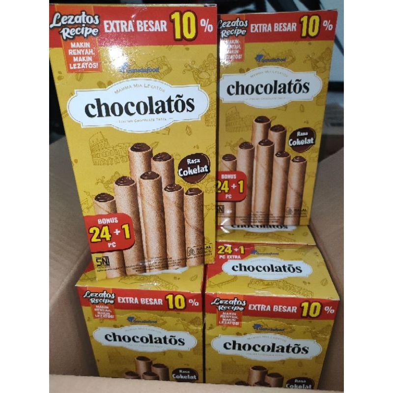 

Gery Chocolatos wafer Roll long 16gr rasa coklat 1box isi 24+1 pcs