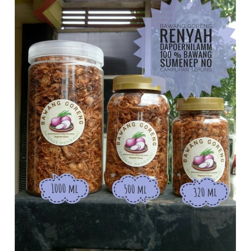 

bawang goreng Sumenep tanpa campuran original 100% kemasan botol 320 ml - 500ml- 1000ml murah / termurah