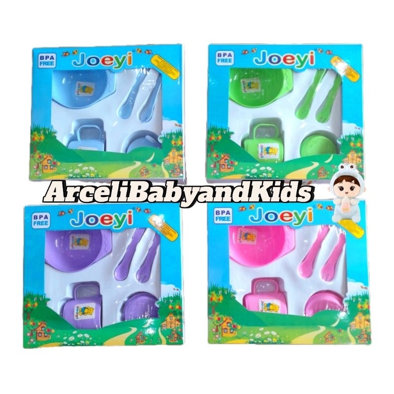 JOEYI-FEEDING SET MAKAN BAYI JOEYI 4in1-TEMPAT MAKAN BAYI MURAH-PAKET KADO BAYI KOMPLIT