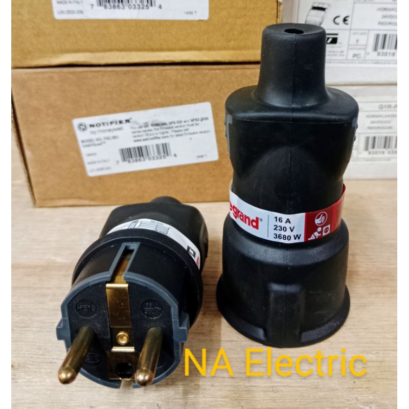 Steker Karet + Kontra Steker Legrand 2 Pin 16A IP44 Waterproof