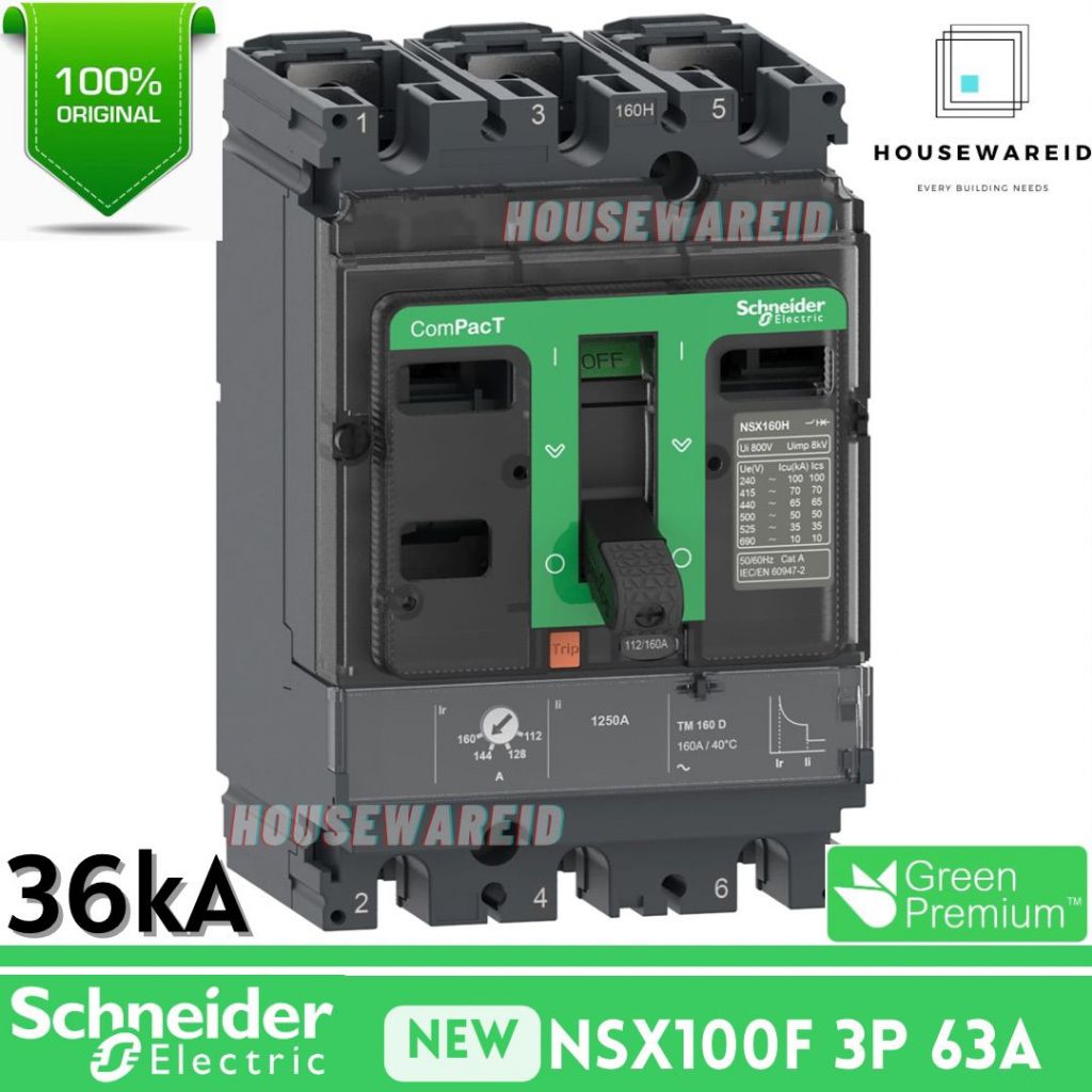 MCCB 3p 63a Schneider NSX100F 36kA Original / MCCB 3 Phase 63 Ampere Schneider NSX C10F3TM063