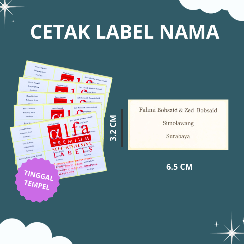 LABEL NAMA UNDANGAN / LABEL CETAK UNDANGAN / LABEL 103 / STIKER UNDANGAN