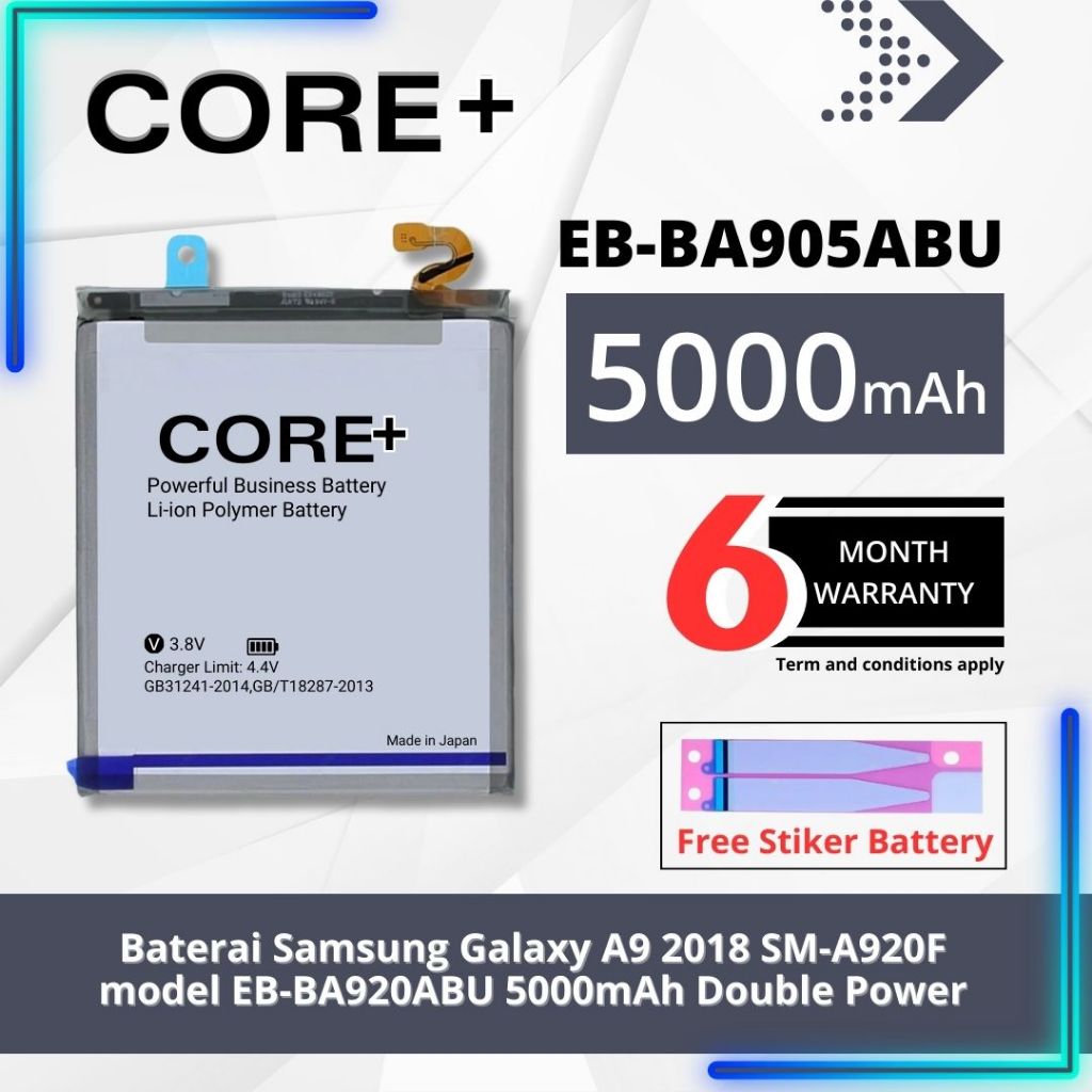 Baterai Samsung Galaxy A9 2018 SM-A920F model EB-BA920ABU 5000mAh Double Power