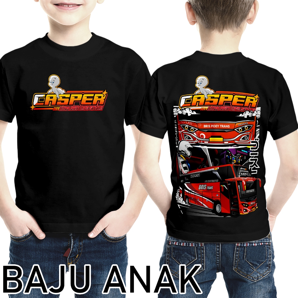 KAOS ANAK BUS MANIA CASPER USIA 1-12 TAHUN BAJU ANAK KAOS BUS - KAOS MOBIL COTTON COMBED 30S