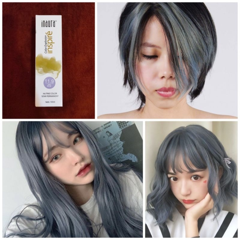 Inaura Color Explosion Inspire 11.9 Ash Blue Cat Rambut Warna Grey Gray Steel Biru Abu Hair Dye Semi