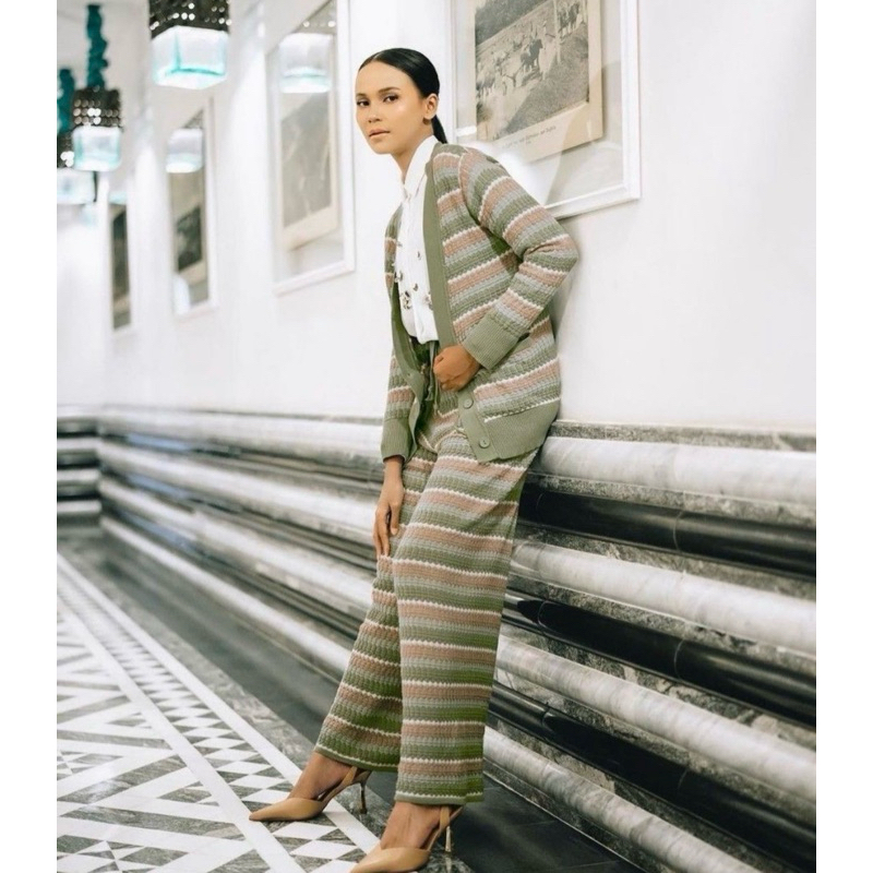 [LIKE NEW] Original Jenna and Kaia Jenna&Kaia Belva Green n JK Knit Sweater Pants Cardigan Bukan Pre