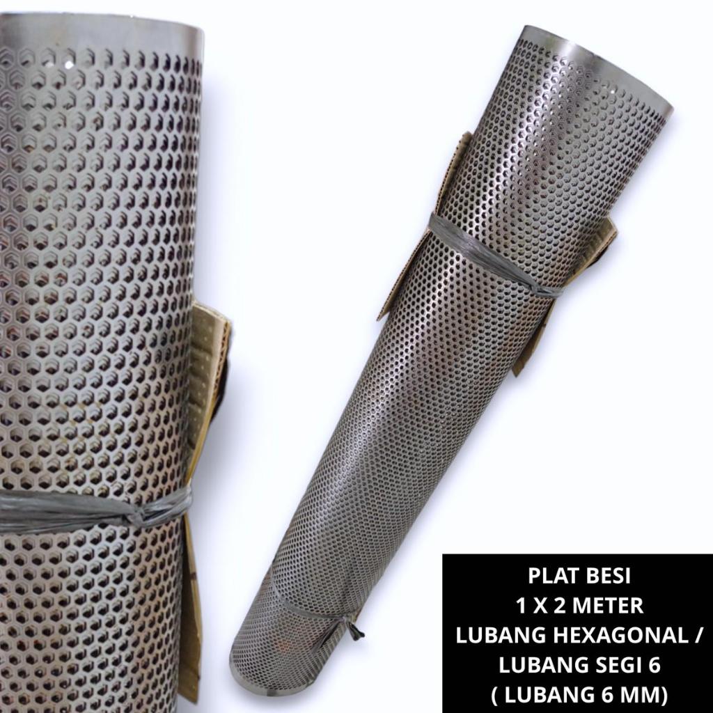 Plat Besi Grill box speaker 1x2 meter (100 x 200 CM) Lubang Hexagonal