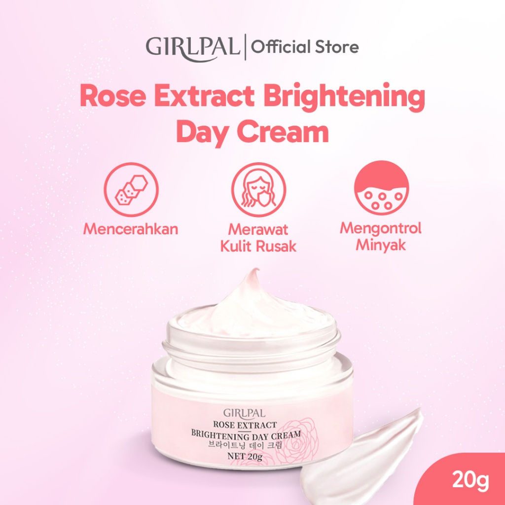 [BPOM] GIRLPAL Rose Brightening Day Cream Night Cream 20g Vitamin C & Niacinamide Brighty Moisturize