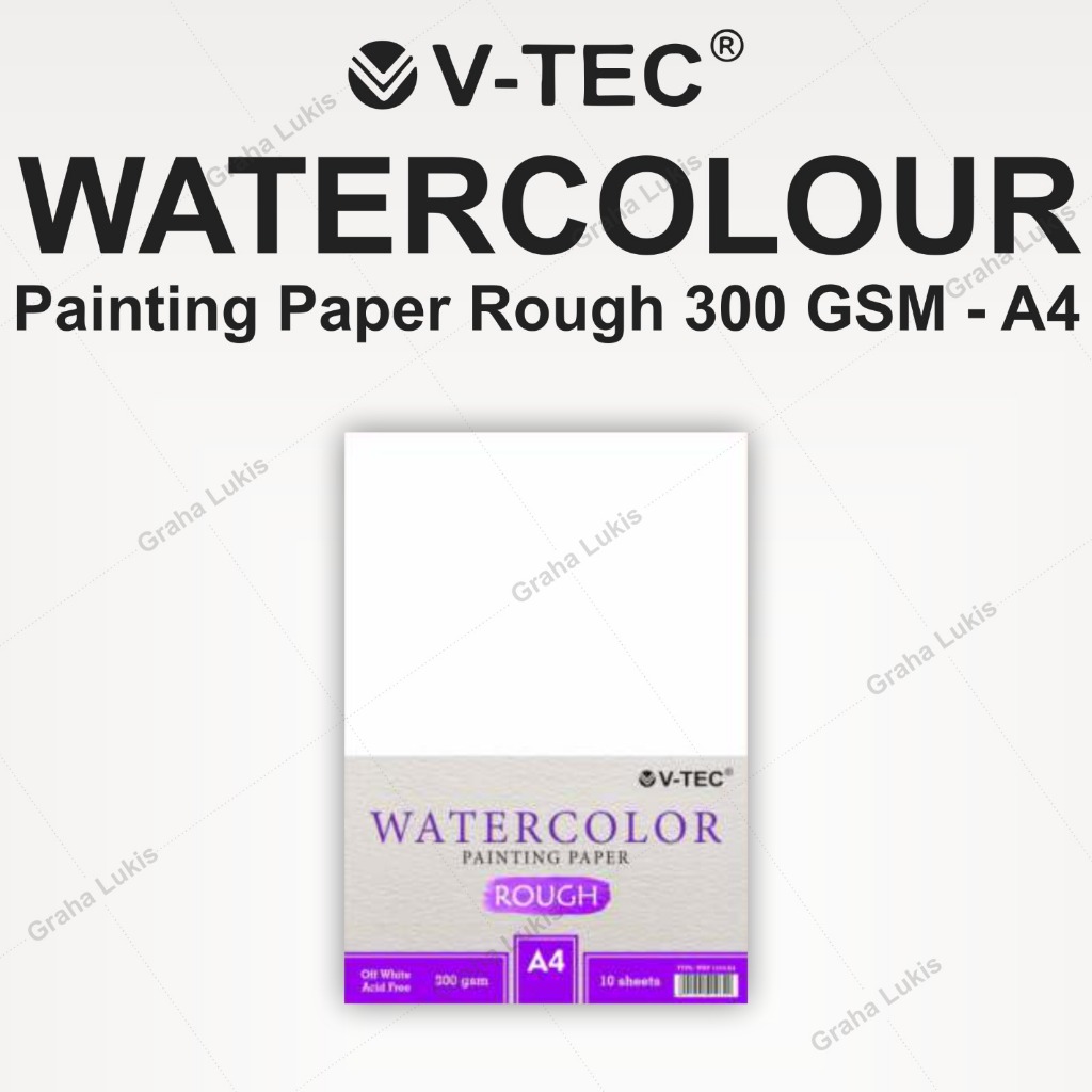 

V-TEC Watercolor Paper Rough 300 Gsm A4 - Lembaran