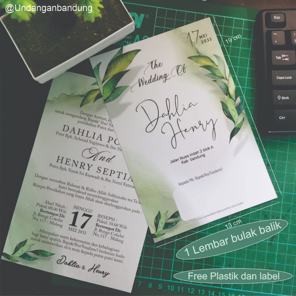 Undangan Khitanan Pernikahan Wedding 1 lembar 2 sisi pngiriman cepat
