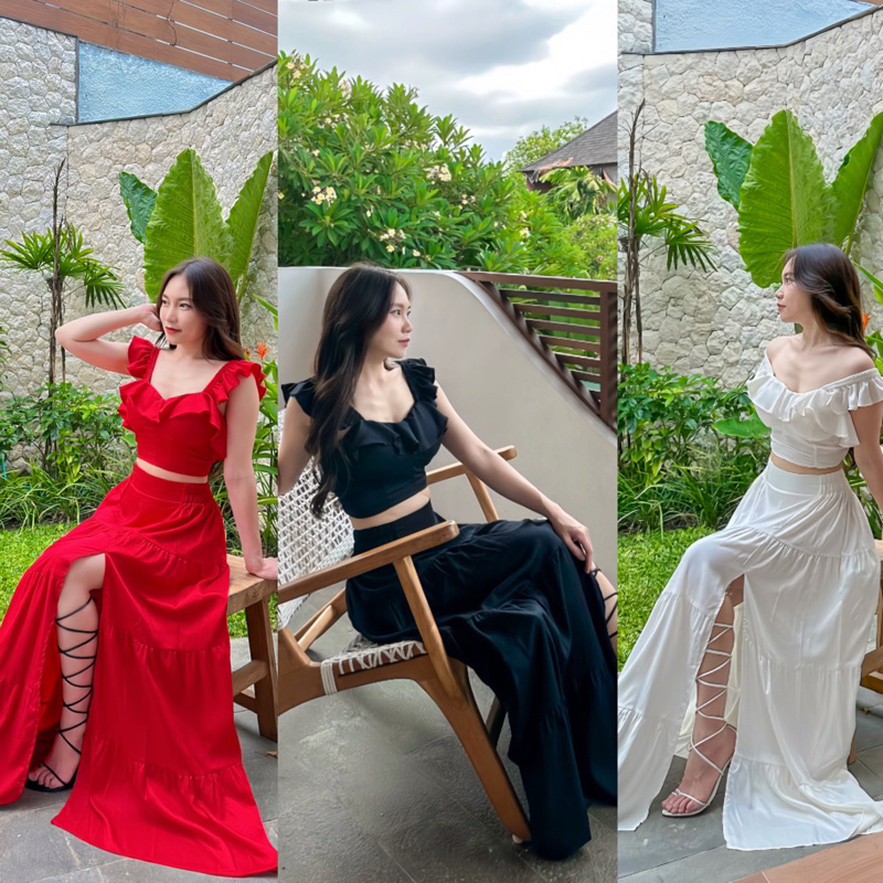 MONETE Tuscany Set / set pantai / bralette / sabrina / set sexy / baju pantai / dress bali