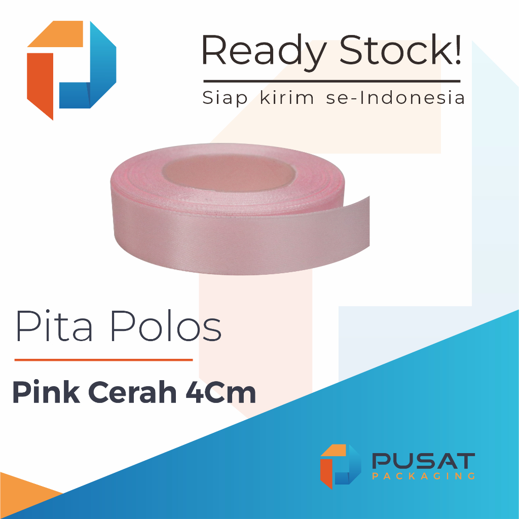 

Pita Satin Pink Muda Polos 4 cm