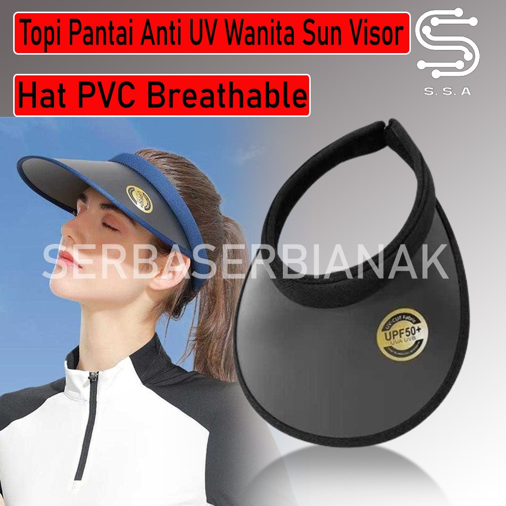 SANWOOD Topi Pantai Anti UV Wanita Sun Visor Hat PVC Breathable - SAN-21 Serbaserbianak