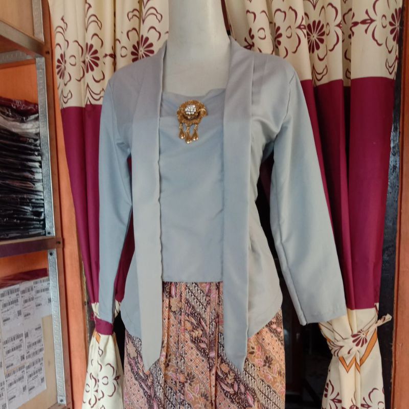 KEBAYA KUTUBARU modern POLOS Putih hitam jotol terakota