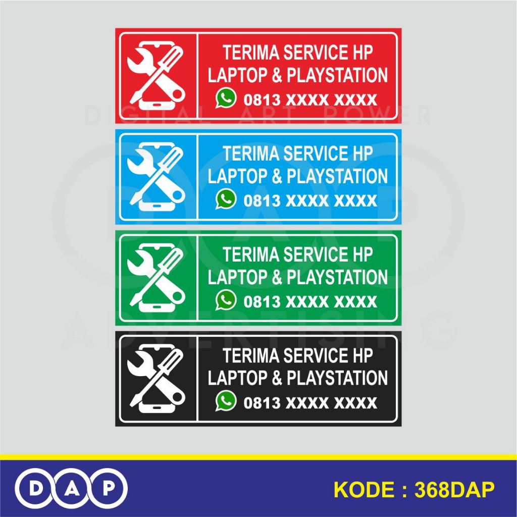 

368 - STIKER TERIMA SERVICE HP - 30 X 10 CM - VYNIL - TERBAIK