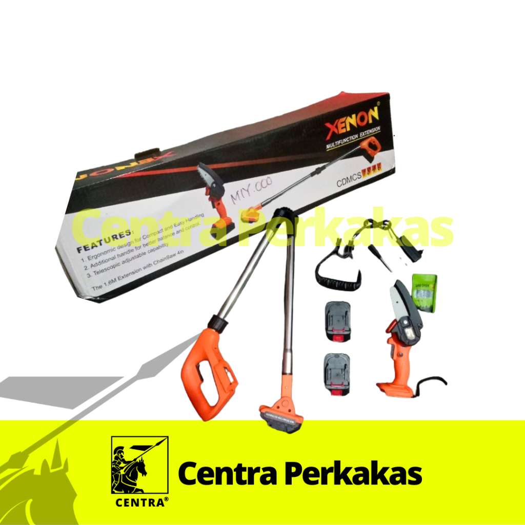 Multifungsion Extension Chainsaw Cordless Gergaji Baterai Xenon Mini Chainsaw