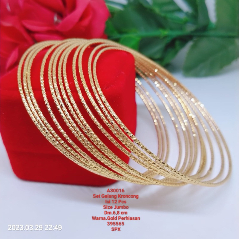 Gelang Tangan Kroncong Wanita Titanium Xuping Perhiasan Aksesoris Fashion Lapis Emas Anti Karat 1set