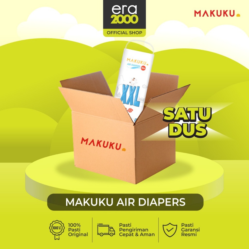 Era 2000 - [6 Pack] Makuku SAP Diapers Slim L34/XL32/XXL28 Popok Bayi Pampers Anti Gumpal