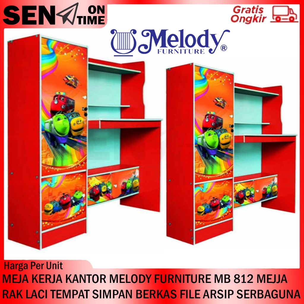[Kargo] Meja Belajar Kantor Melody Furniture Mb 812 Rak Laci Tempat Simpan Berkas File Arsip Serbagu