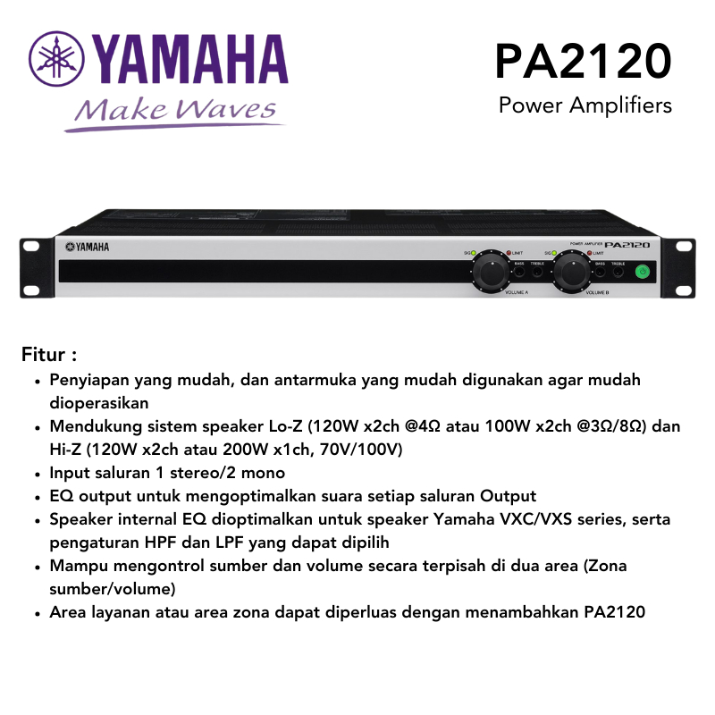 Ampere Daya Yamaha PA2120 2 x 120W Amplifier Kompak