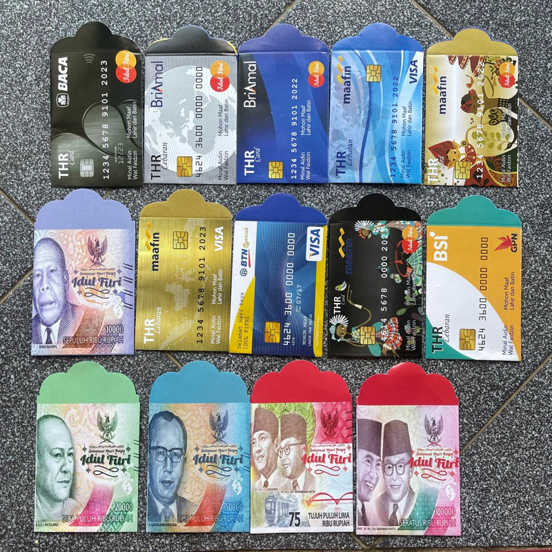 

Amplop Lebaran motif UANG dan ATM 1 pack isi 10biji siap pakai sudah di lem