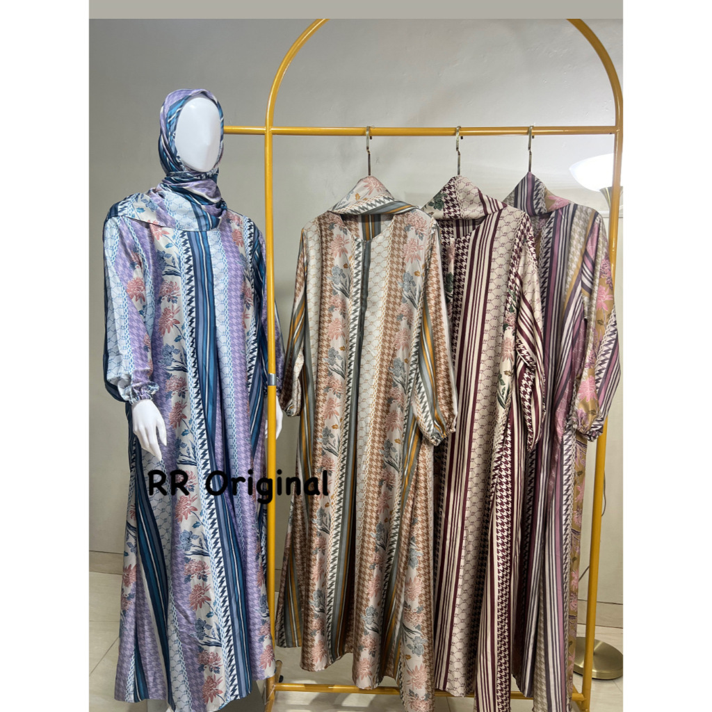 Gamis set hijab motif bunga
