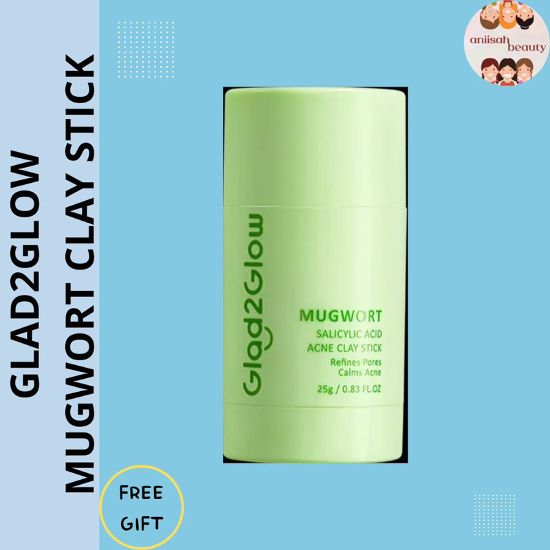 GLAD2GLOW Mugwort Clay Mask Stick Salicylic Acid Anti Pores & Acne 25g | Centella Masker Wajah | Mud