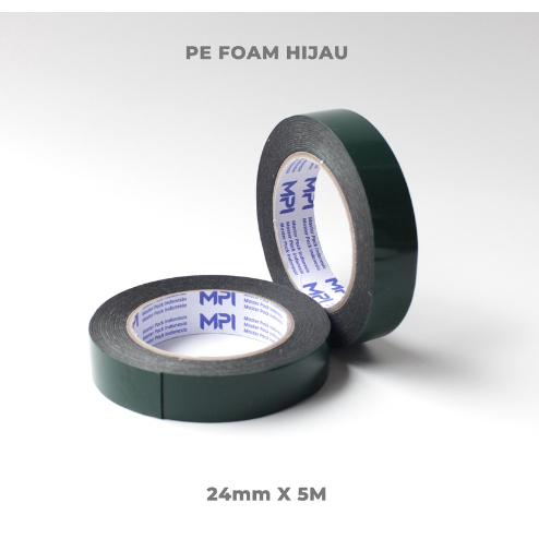 

Double Tape BUSA 24mm x 5 Meter MPI / Tebal Foam Hijau / Selotip Hitam 2 Sisi / Bolak Balik