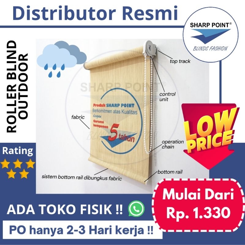 Roller Blind Outdoor / Roller Blind Sunscreen, Roller Blind Bening, Tirai Gulung, Tirai Minimalis, T