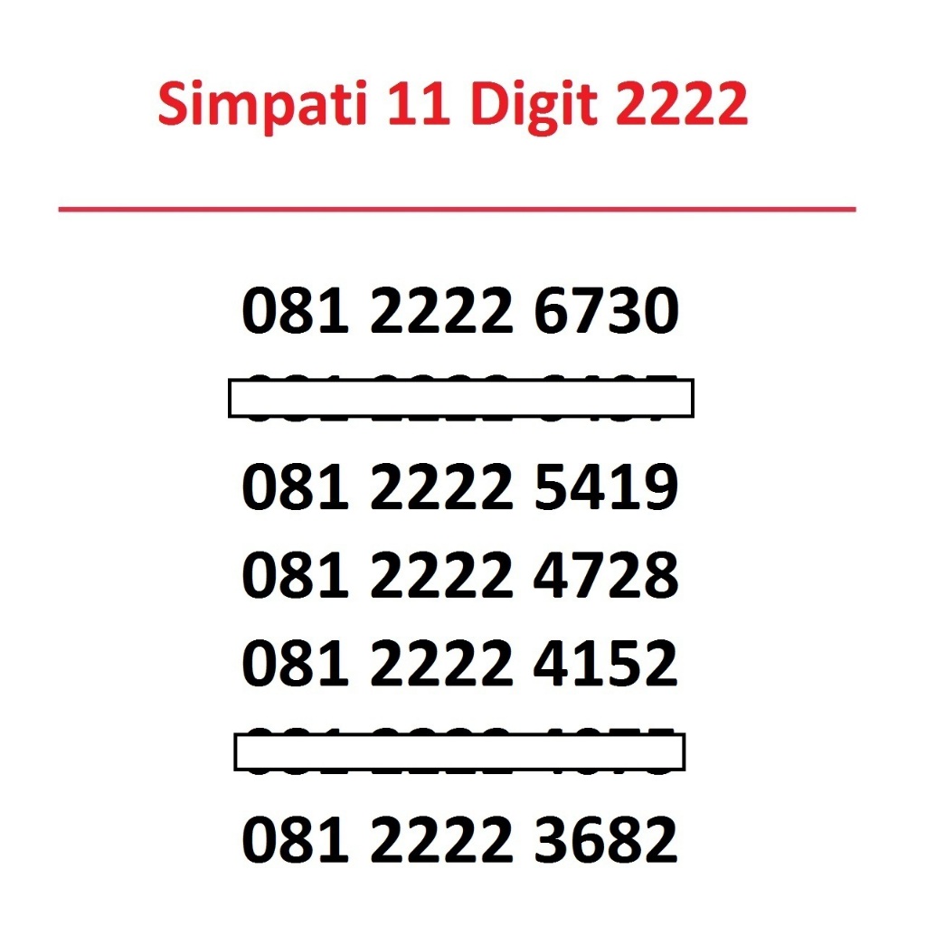Nomor Cantik Simpati 11 Digit Seri 2222 B