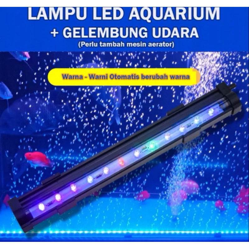 Lampu Celup Aquarium ukuran 20-120cm lampu gelembung batu aerator lampu akuarium full set