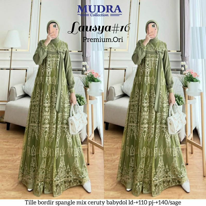 new**Best seller**LAUSYA#16 gamis Maxy muslimah premium dress**bahan tile bordir spangle mix ceruty 