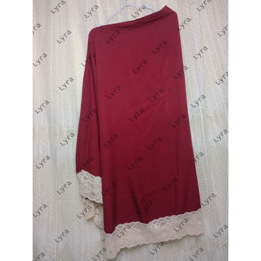 [Kerudung Preloved] Hijab Jilbab Kerudung Langsungan Instan Merah Maroon Motif Polos Brokat Murah