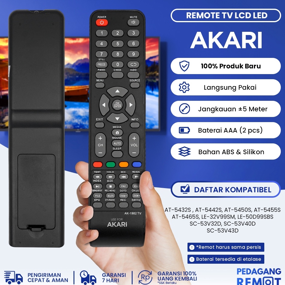 CR Remot Remote TV Akari LCD LED Smart Connect RC992AS AT5432S AT5442S AT545S AT5455S AT5465S LE32V9