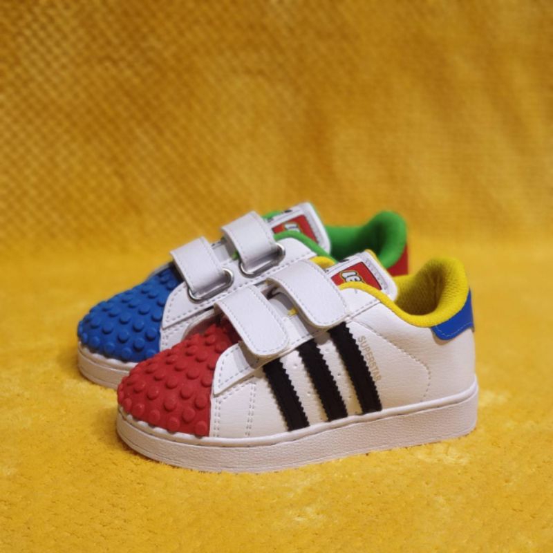 Sepatu Anak Laki Laki Dan Perempuan Adidas Superstar Lego Red Blue Sneakers Kids