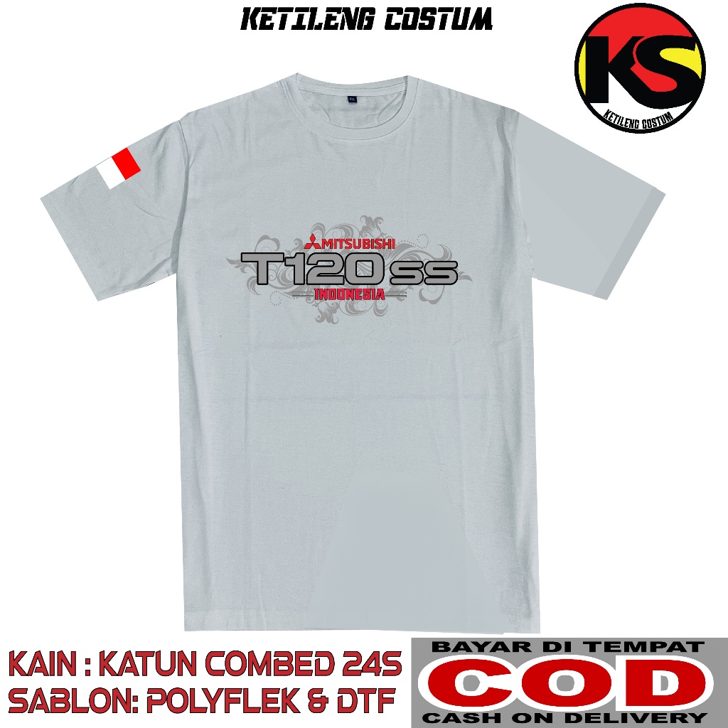 KAOS MITSUBISHI T120SS BAHAN COTTON COMBED 24S TEBAL BISA COD KAOS DISTRO KAOS KEREN