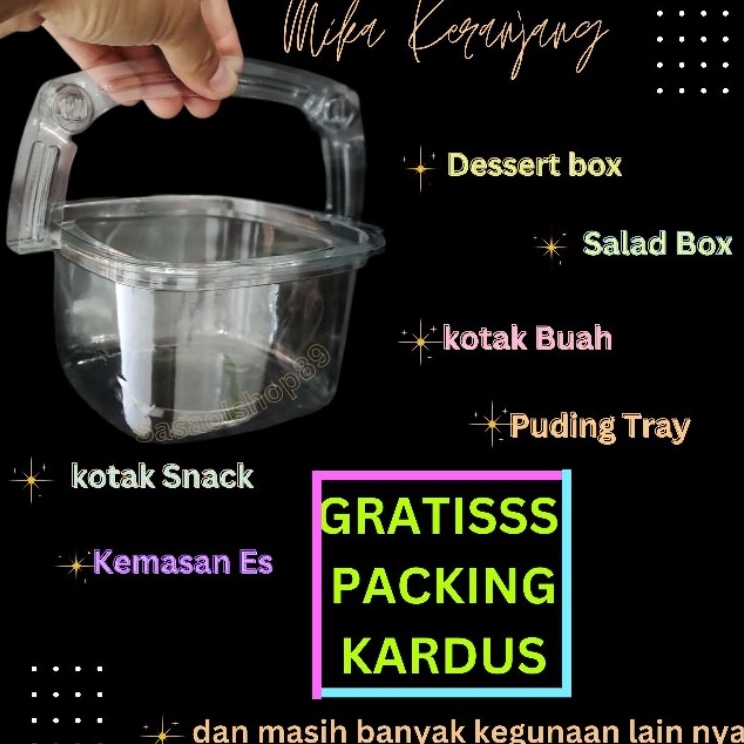 Produk trendy Mika Keranjangmika tray makanan 1PCS GRATISS KARDUS mika dessert box dengan handle