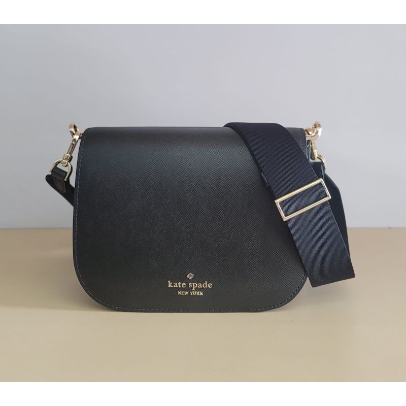 Kate Spade Madison Saffiano Leather Saddle Bag Black