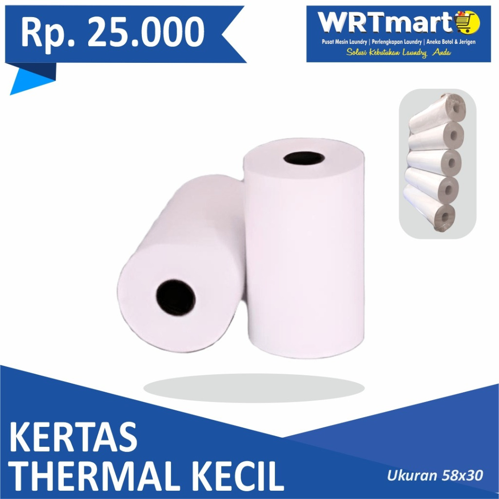 

10 ROLL KERTAS STRUK THERMAL PAPER ROLL 57x30 58x30 TERMAL EDC THERMAL PRINTER MINI BLUETOOTH 58MM CORELESS