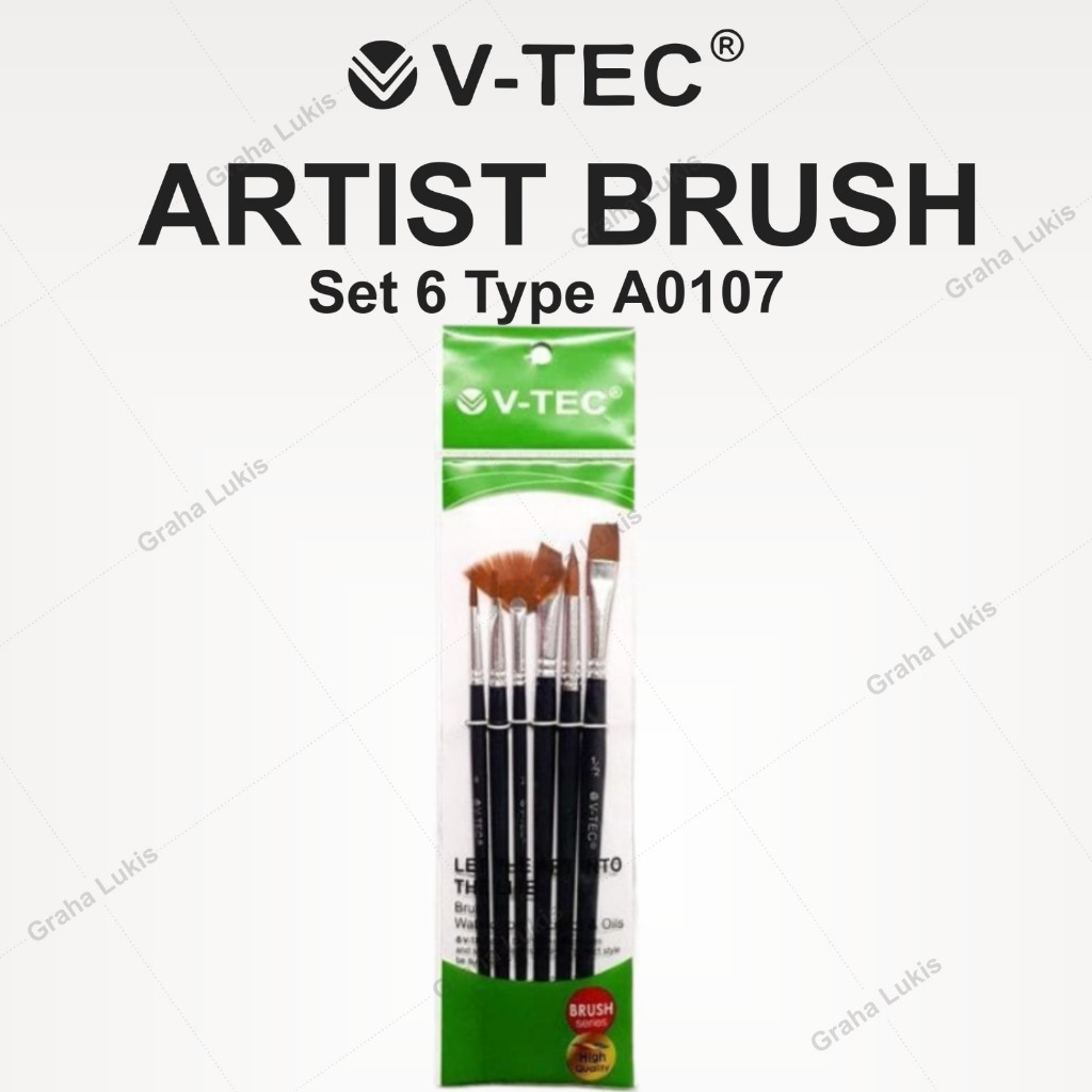 

V-Tec Brush A0107 Set 6 / Kuas Lukis Set 6
