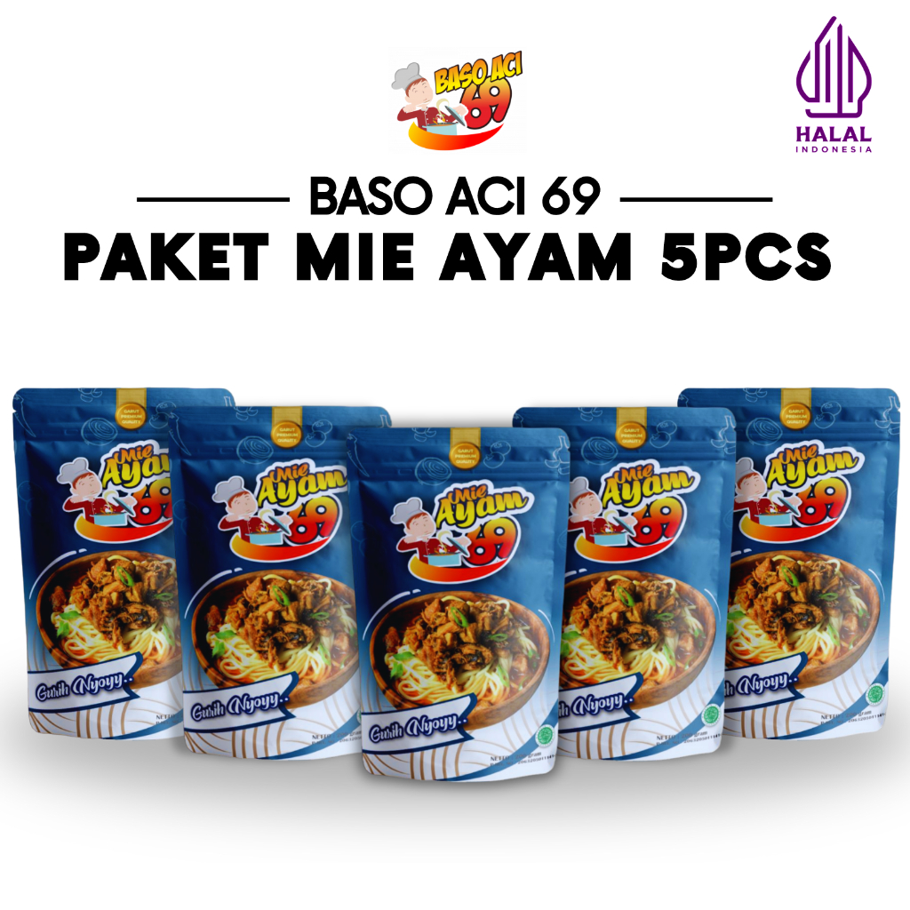 

Baso Aci 69 - Paket Mie Ayam Premium 5pcs Kuah Pedas Gurih Nyoy