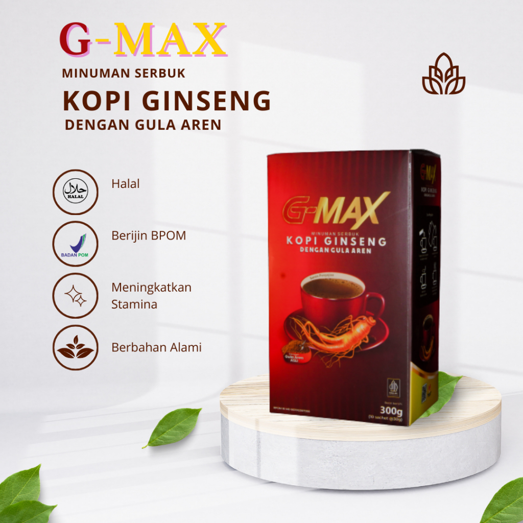 

G-MAX Kopi Instan Penambah Stamina Lelaki Kopi Kemasan Tinggal Seduh 1 BOX Isi 10 Sachet Sudah BPOM Original