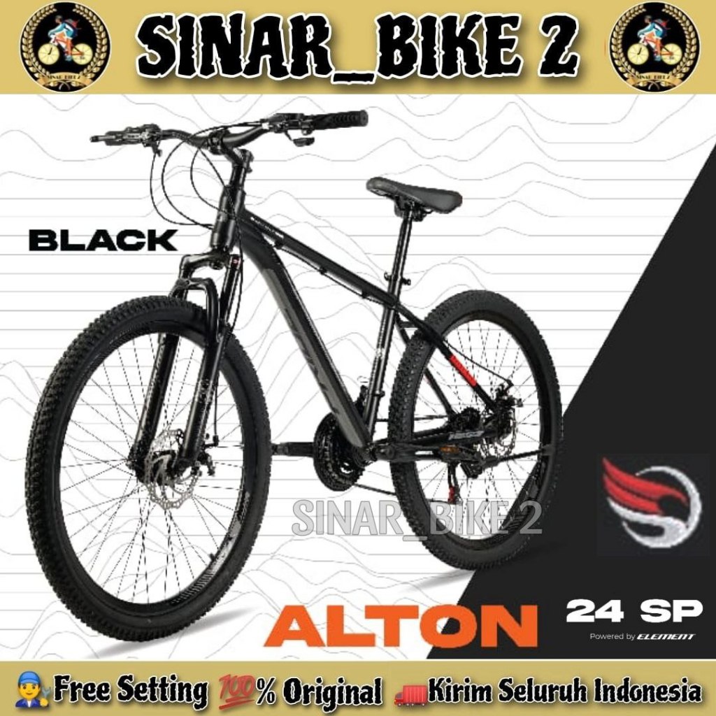 Sepeda Gunung MTB ELEMENT ALTON PRIDE Ukuran 26 Inch Alloy 24 Speed