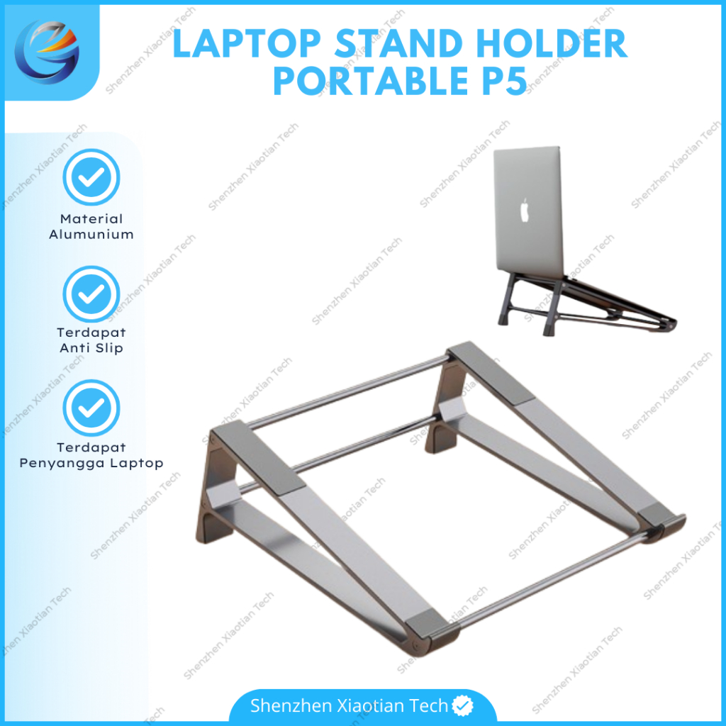 Standing Laptop Stand Holder Laptop Alumunium P5 Tatakan Dudukan Laptop Tablet 2 In 1 Portable