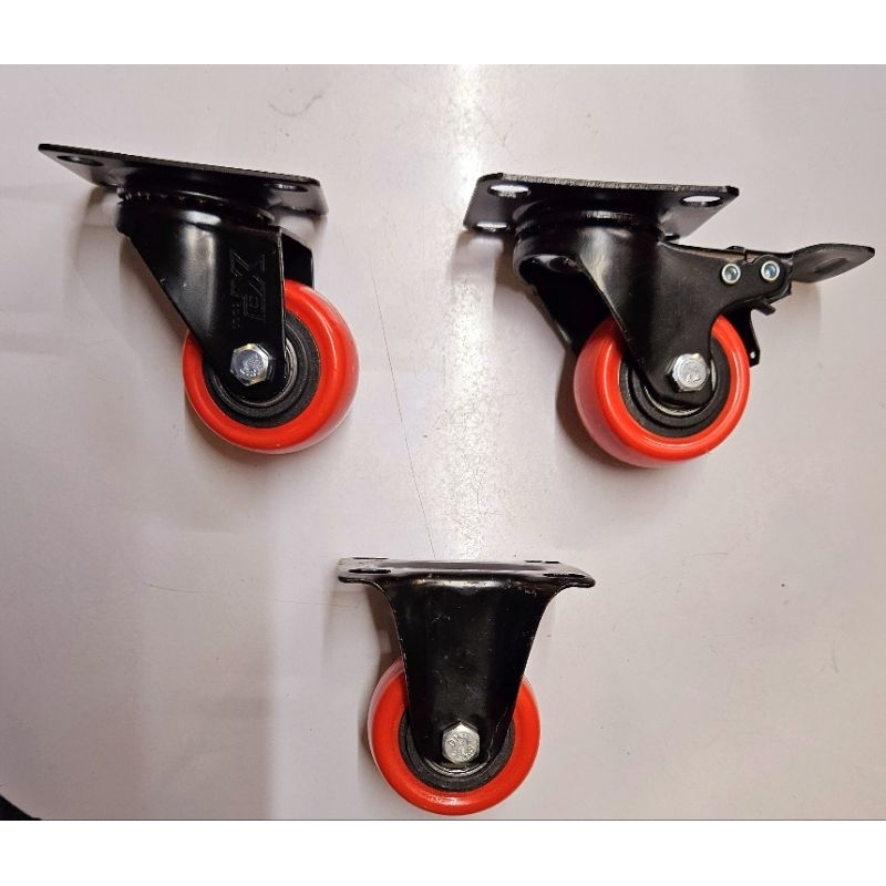 Roda troli Grobak Etalase Mesin cuci Lemari Kulkas Caster kecil Pu 2 inch ball bearing taiwan