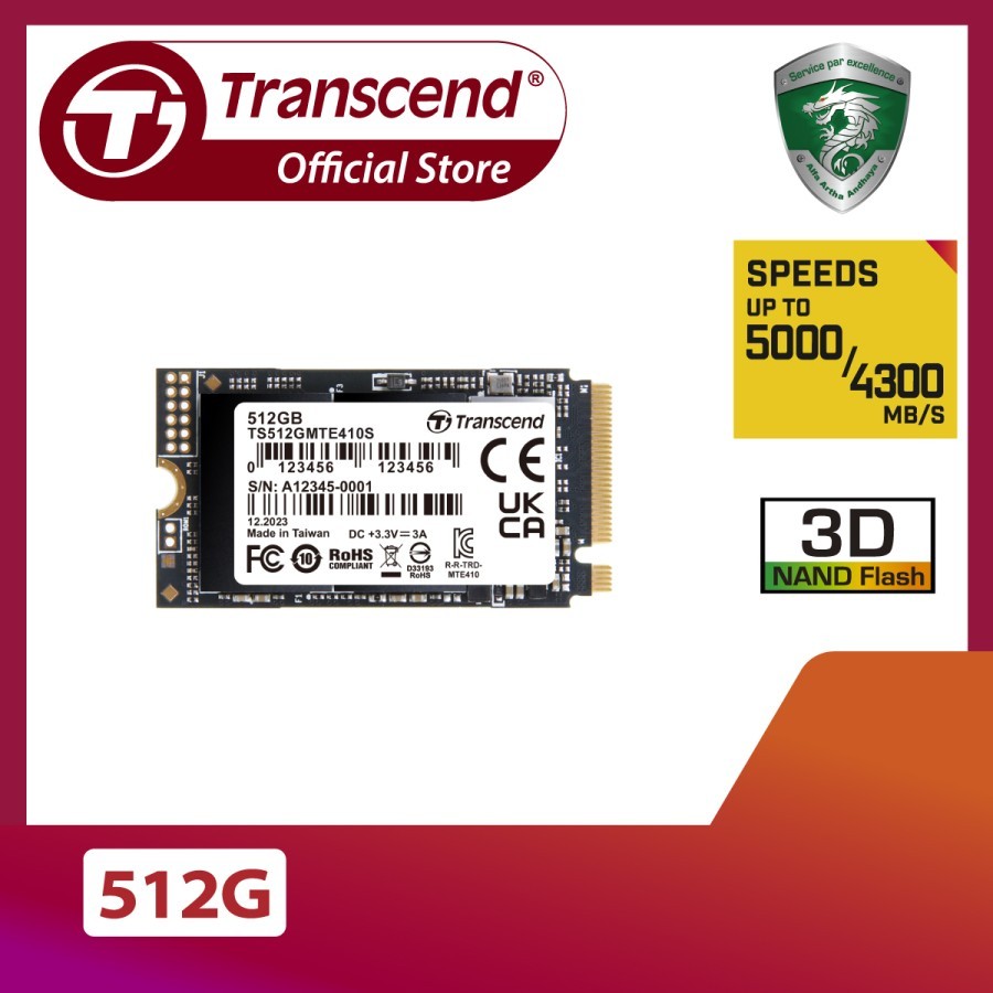 Transcend SSD MTE410S M.2 2242 NVMe PCIe Gen4 x4 for Ultrabook - 512GB- Gatotkaca Electronics