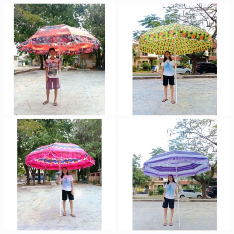 PAYUNG PANTAI SATIN KEMBANG 240CM / Payung Pantai / Payung Cafe / Payung Tenda / Payung Jualan