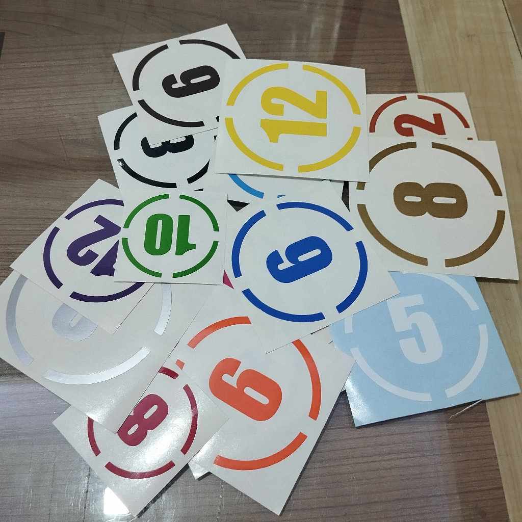 

Stiker Cutting Label Angka Model Bulat Strip Bahan Oracal Ukuran Diameter 26 cm