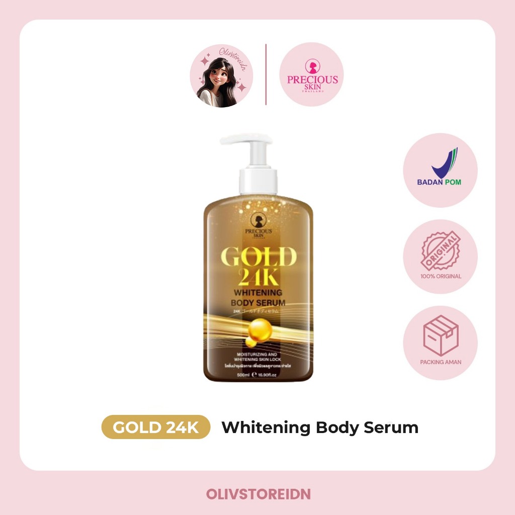 Precious Skin Thailand Gold 24K Body Serum / Gold Serum 500 ml/ Serum Badan Whitening Serum